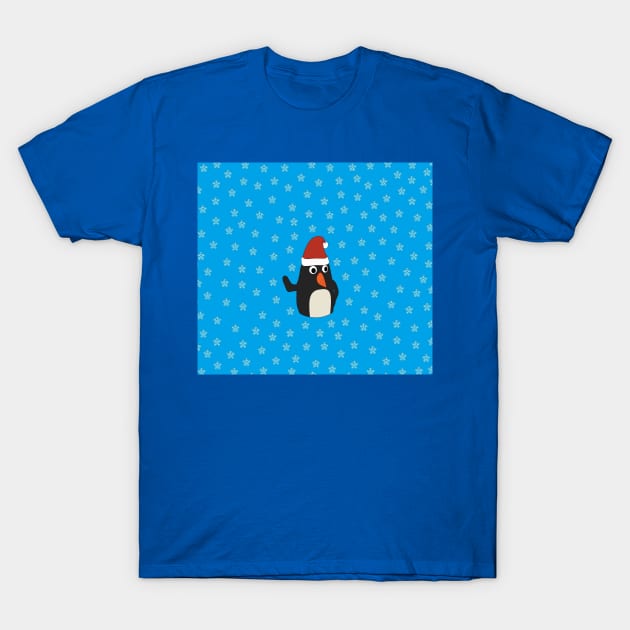 Merry Christmas Penguin Snow T-Shirt by JMPrint